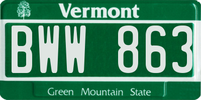 VT license plate BWW863