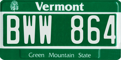 VT license plate BWW864