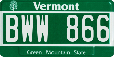 VT license plate BWW866