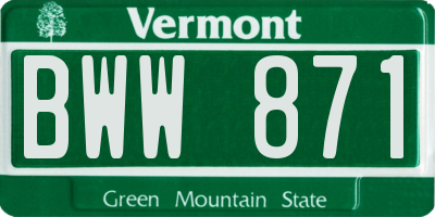 VT license plate BWW871