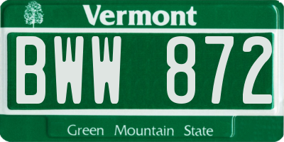 VT license plate BWW872