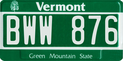 VT license plate BWW876