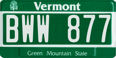 VT license plate BWW877