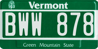 VT license plate BWW878