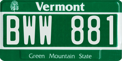 VT license plate BWW881
