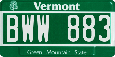 VT license plate BWW883