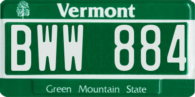 VT license plate BWW884