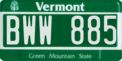 VT license plate BWW885
