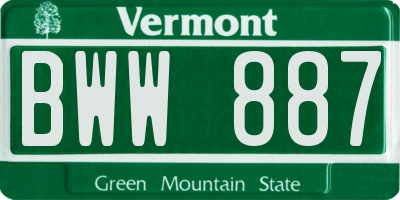 VT license plate BWW887