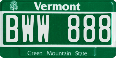 VT license plate BWW888