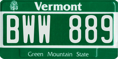 VT license plate BWW889