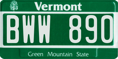 VT license plate BWW890