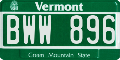 VT license plate BWW896