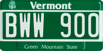 VT license plate BWW900