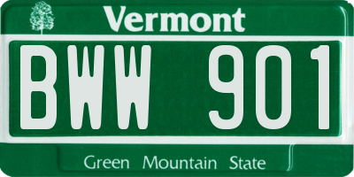 VT license plate BWW901
