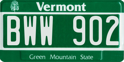 VT license plate BWW902