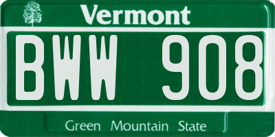 VT license plate BWW908