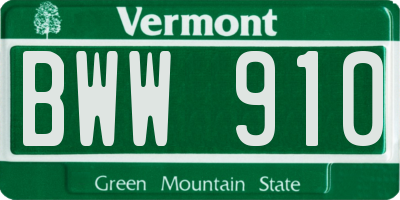 VT license plate BWW910