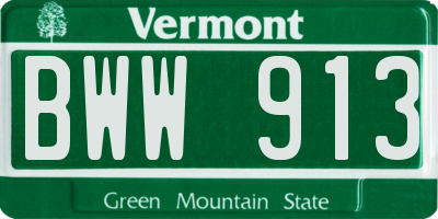 VT license plate BWW913