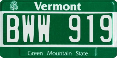 VT license plate BWW919