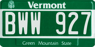 VT license plate BWW927