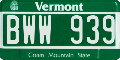 VT license plate BWW939