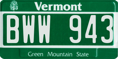 VT license plate BWW943