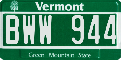 VT license plate BWW944