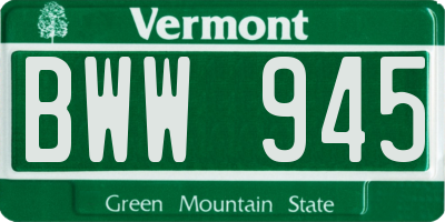 VT license plate BWW945