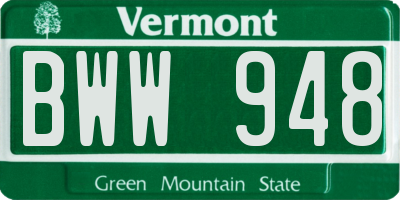 VT license plate BWW948