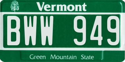 VT license plate BWW949