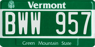 VT license plate BWW957