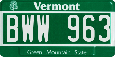 VT license plate BWW963