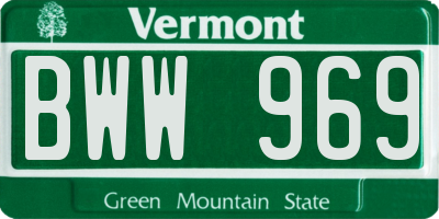 VT license plate BWW969