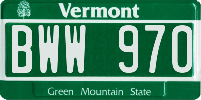 VT license plate BWW970