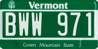 VT license plate BWW971