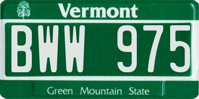 VT license plate BWW975