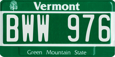 VT license plate BWW976