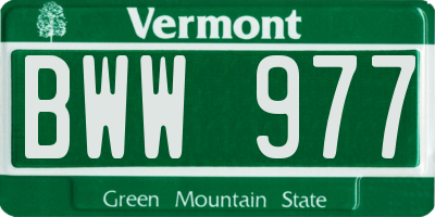 VT license plate BWW977