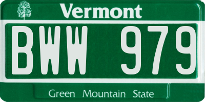 VT license plate BWW979