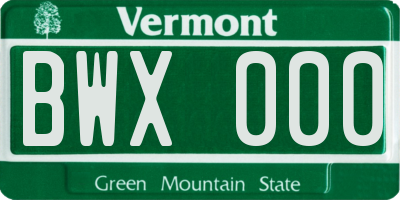 VT license plate BWX000