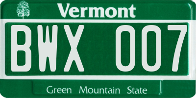 VT license plate BWX007