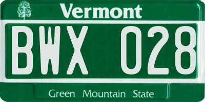 VT license plate BWX028