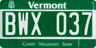 VT license plate BWX037