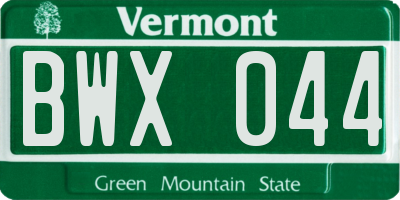 VT license plate BWX044