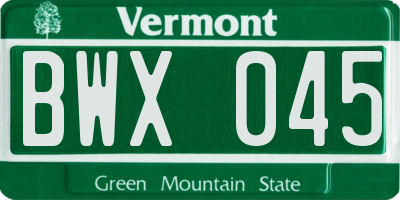 VT license plate BWX045