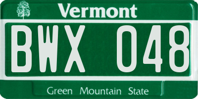 VT license plate BWX048