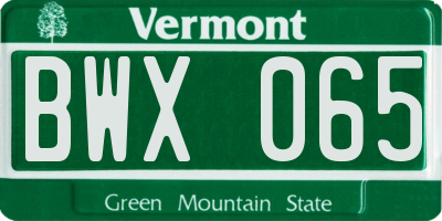 VT license plate BWX065