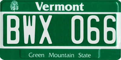 VT license plate BWX066