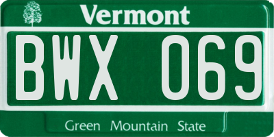 VT license plate BWX069